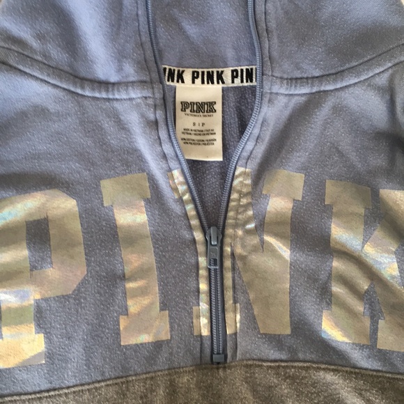 Victoria's Secret Pink Blue&Gray Pullover Half Zip - Picture 2 of 4